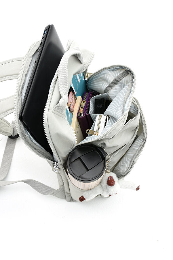 Unisex Suya Dayanıklı Krinkıl Kumaş Çok Gözlü Orta Boy Koyu Laptop Okul Ve Sırt Çantası