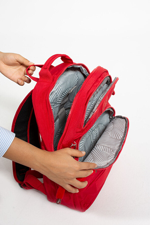 Sağlam Suya Dayanıklı Krinkıl Kumaş Çok Gözlü Orta Boy Laptop-Okul Ve Sırt Çantası