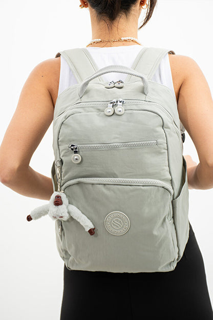 Unisex Suya Dayanıklı Krinkıl Kumaş Çok Gözlü Orta Boy Koyu Laptop Okul Ve Sırt Çantası