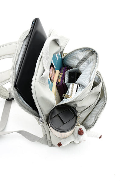 Unisex Suya Dayanıklı Krinkıl Kumaş Çok Gözlü Orta Boy Koyu Laptop Okul Ve Sırt Çantası