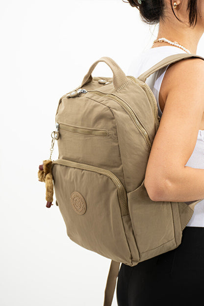 Unisex Suya Dayanıklı Krinkıl Kumaş Çok Gözlü Orta Boy Koyu Laptop Okul Ve Sırt Çantası