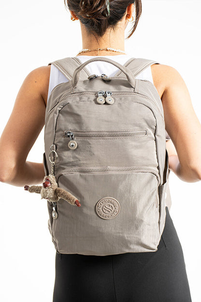 Unisex Suya Dayanıklı Krinkıl Kumaş Çok Gözlü Orta Boy Koyu Laptop Okul Ve Sırt Çantası