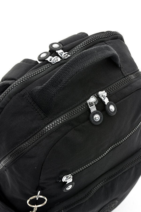 Unisex Suya Dayanıklı Krinkıl Kumaş Çok Gözlü Orta Boy Koyu Laptop Okul Ve Sırt Çantası