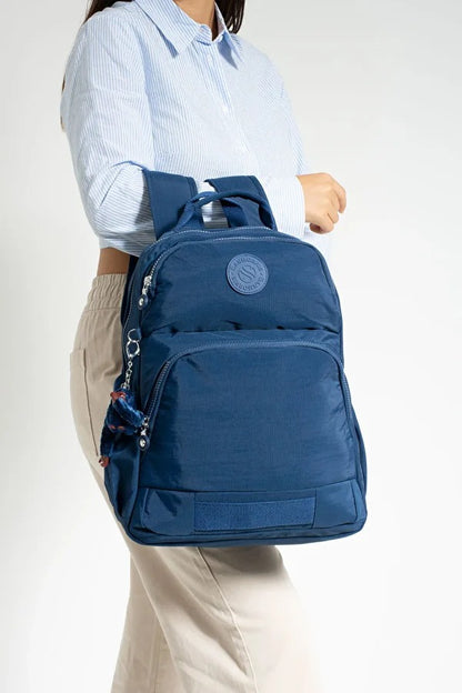 Sağlam Suya Dayanıklı Krinkıl Kumaş Çok Gözlü Orta Boy Laptop-Okul Ve Sırt Çantası