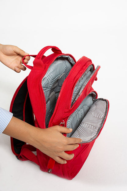 Sağlam Suya Dayanıklı Krinkıl Kumaş Çok Gözlü Orta Boy Laptop-Okul Ve Sırt Çantası