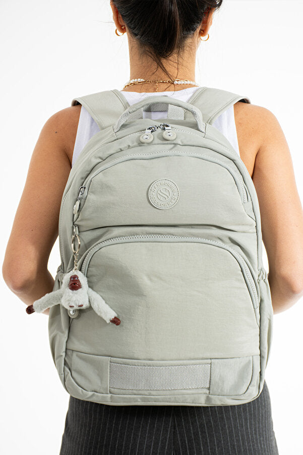 Sağlam Suya Dayanıklı Krinkıl Kumaş Çok Gözlü Orta Boy Laptop-Okul Ve Sırt Çantası