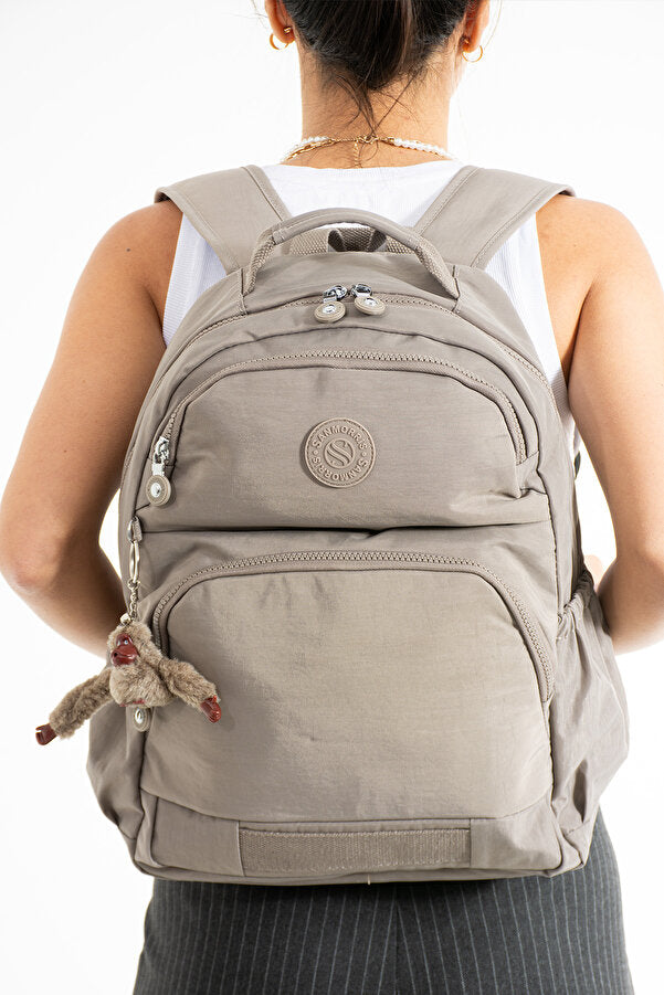 Sağlam Suya Dayanıklı Krinkıl Kumaş Çok Gözlü Orta Boy Laptop-Okul Ve Sırt Çantası