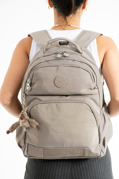 Sağlam Suya Dayanıklı Krinkıl Kumaş Çok Gözlü Orta Boy Laptop-Okul Ve Sırt Çantası