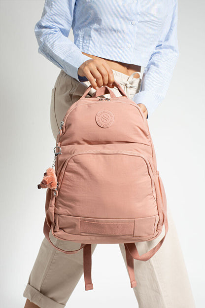 Sağlam Suya Dayanıklı Krinkıl Kumaş Çok Gözlü Orta Boy Laptop-Okul Ve Sırt Çantası