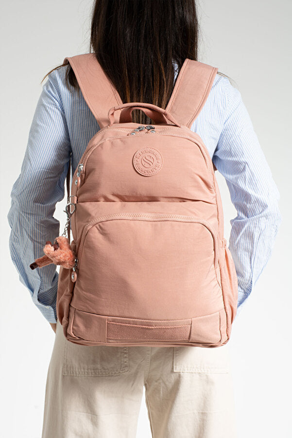 Sağlam Suya Dayanıklı Krinkıl Kumaş Çok Gözlü Orta Boy Laptop-Okul Ve Sırt Çantası