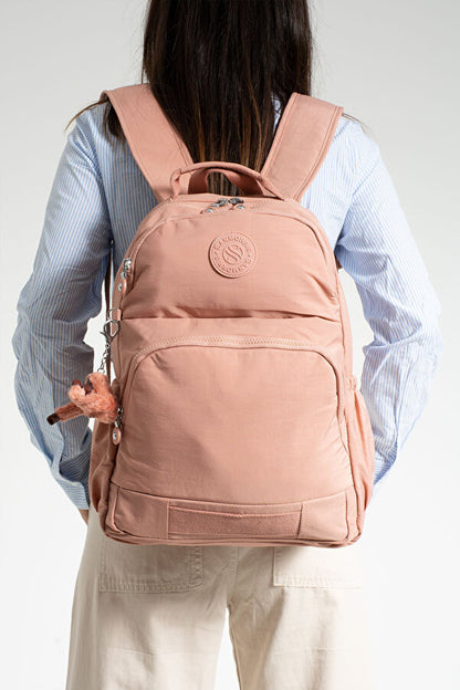 Sağlam Suya Dayanıklı Krinkıl Kumaş Çok Gözlü Orta Boy Laptop-Okul Ve Sırt Çantası