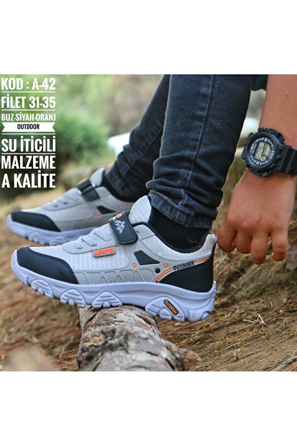 Spor Çocuk Unisex Microlight Taban Su İtici Kumaş Cırtlı Trekking Ayakkabı