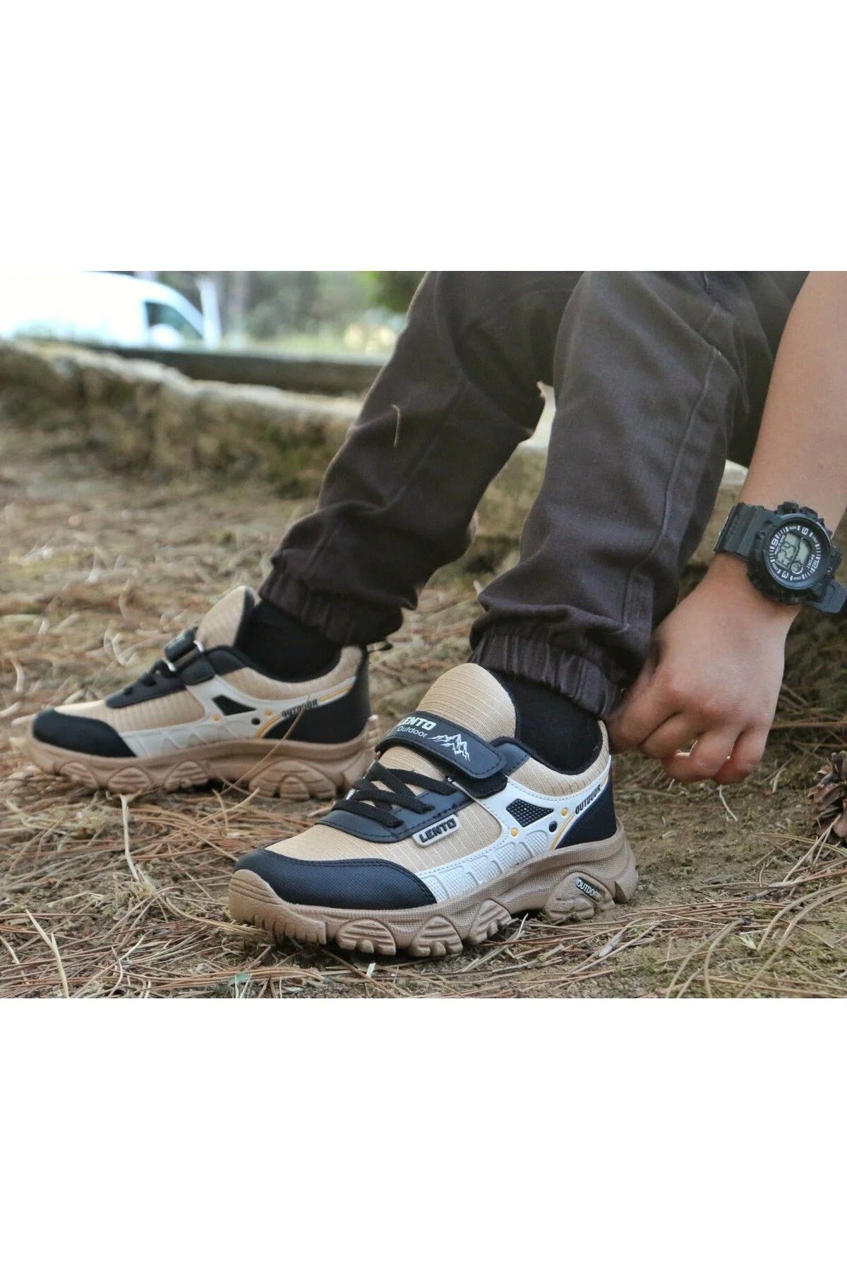 Spor Çocuk Unisex Microlight Taban Su İtici Kumaş Cırtlı Trekking Ayakkabı