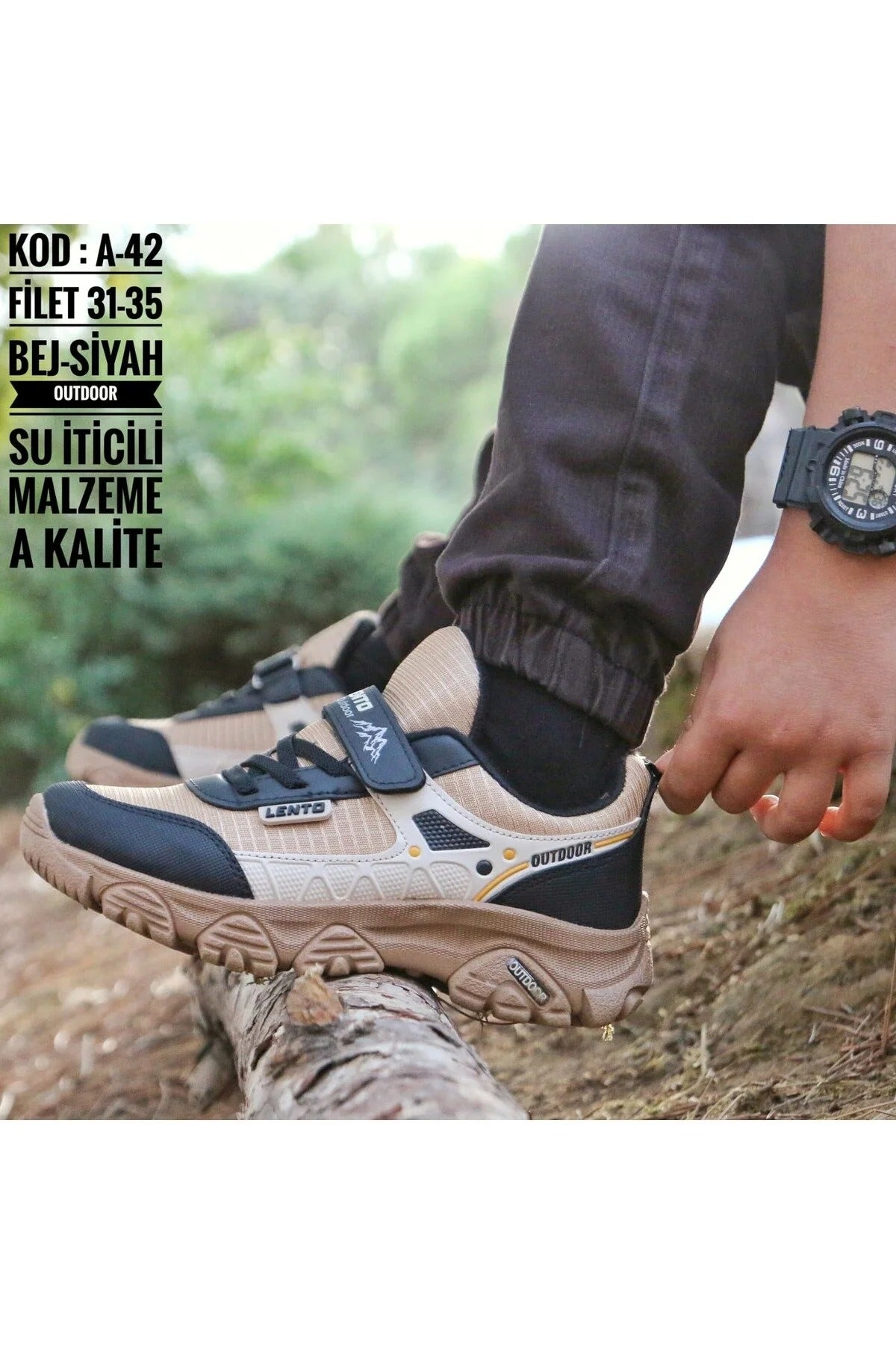 Spor Çocuk Unisex Microlight Taban Su İtici Kumaş Cırtlı Trekking Ayakkabı