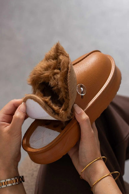 Taba Kadın Cırtlı Çıkarılabilir Rahat Kaymaz Taban Ev Dış Mekan Peluş Terliği