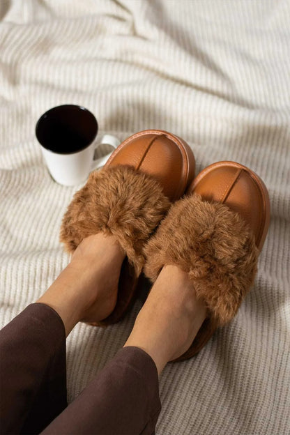 Taba Kadın Cırtlı Çıkarılabilir Rahat Kaymaz Taban Ev Dış Mekan Peluş Terliği