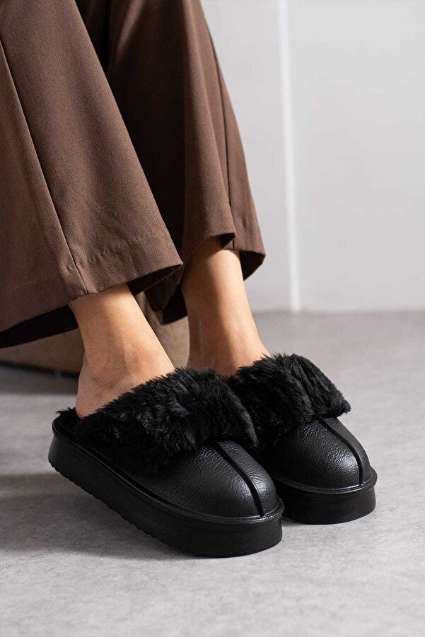 Taba Kadın Cırtlı Çıkarılabilir Rahat Kaymaz Taban Ev Dış Mekan Peluş Terliği