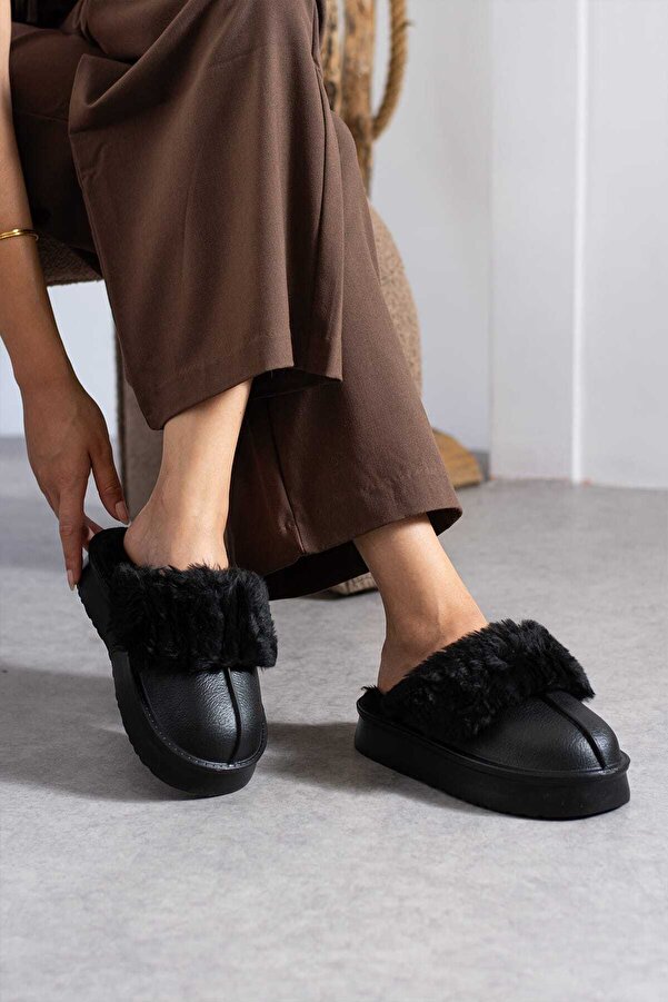 Taba Kadın Cırtlı Çıkarılabilir Rahat Kaymaz Taban Ev Dış Mekan Peluş Terliği