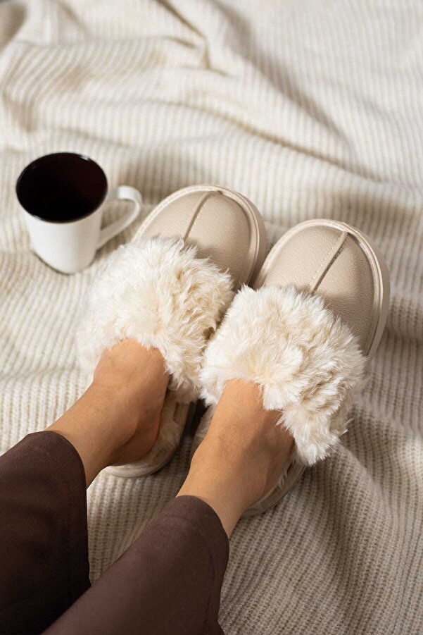 Taba Kadın Cırtlı Çıkarılabilir Rahat Kaymaz Taban Ev Dış Mekan Peluş Terliği