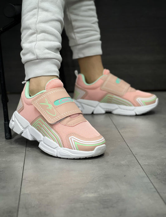 Çocuk Ortopedik Cırtlı Esnek Hafif Nefes Alabilen Unisex File Çocuk Sneaker Spor Ayakkabı